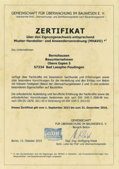 MHAVO-Zertifikat seit 2015
