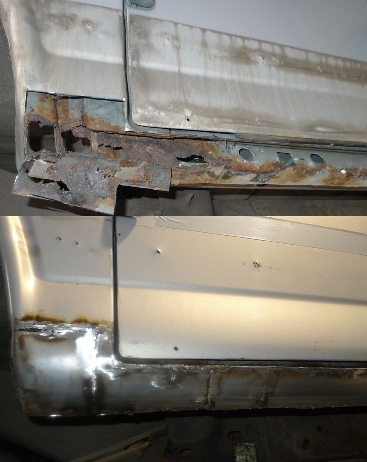 Fahrzeugunterboden nach Rostbeseitigung und Versiegelung