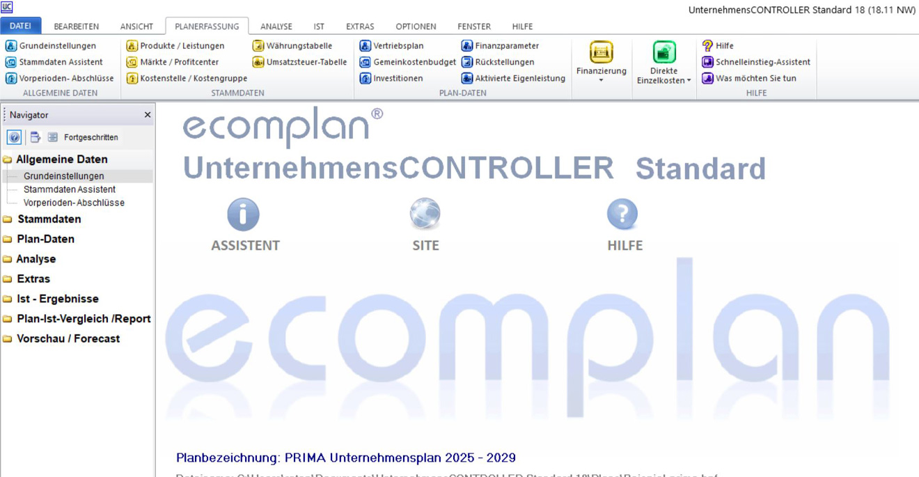 UnternehmensCONTROLLER Standard – Planungsoberfläche