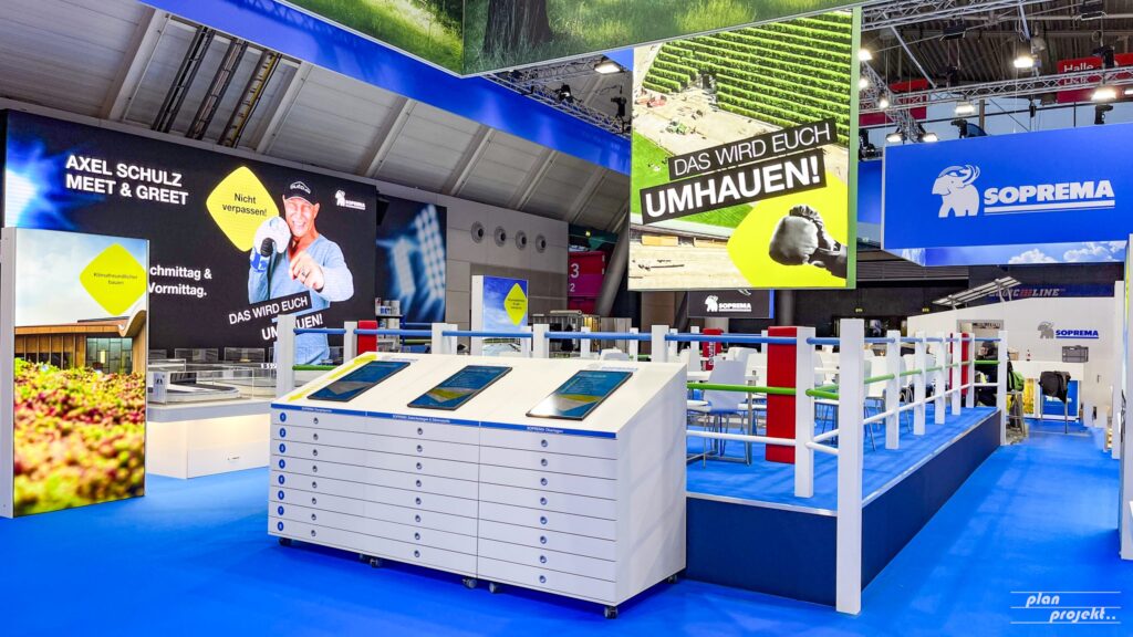 Trade fair booth with LED wall
