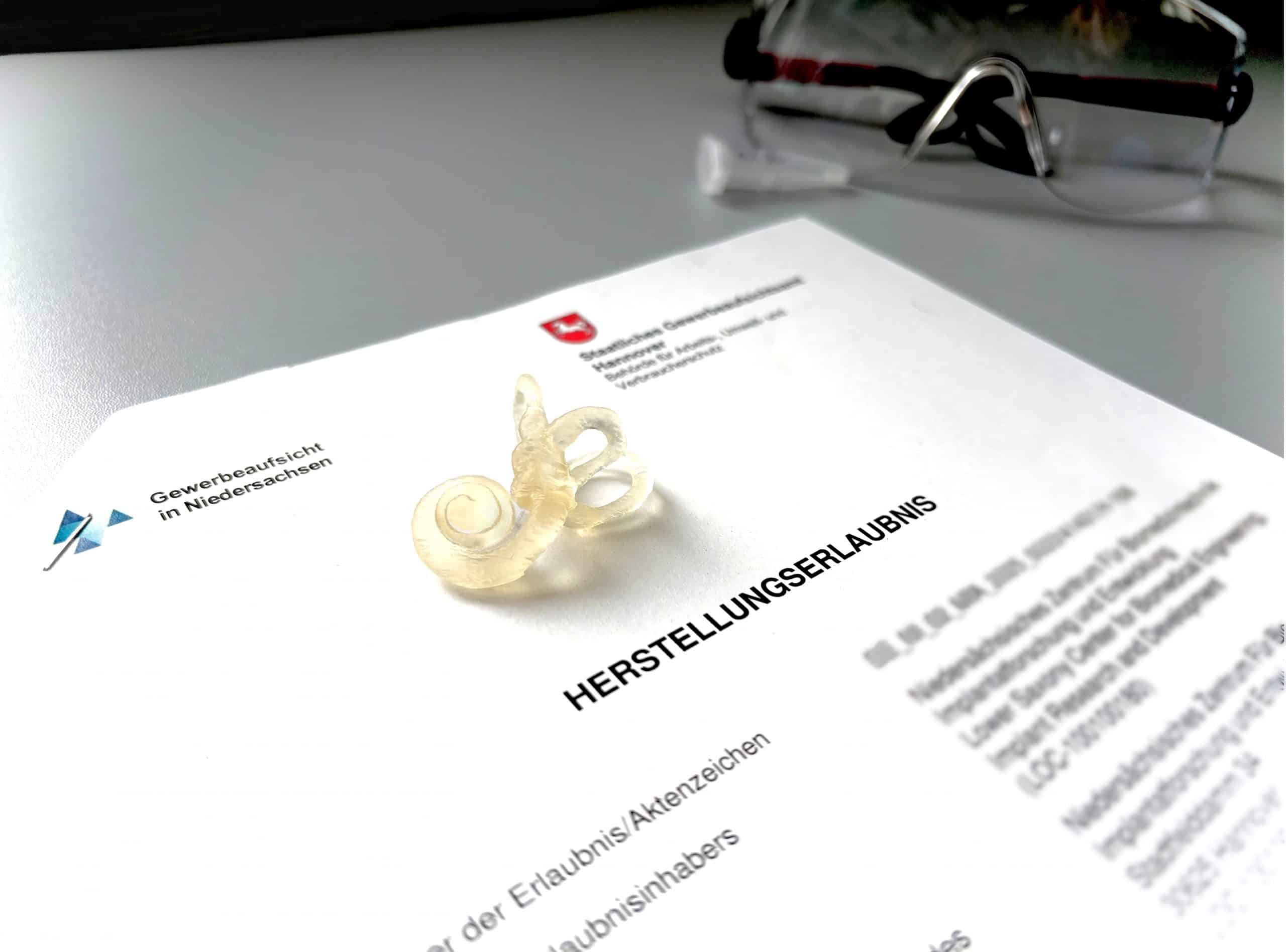 Herstellungserlaubnis für die Rundfensternischenimplantate (RNI)