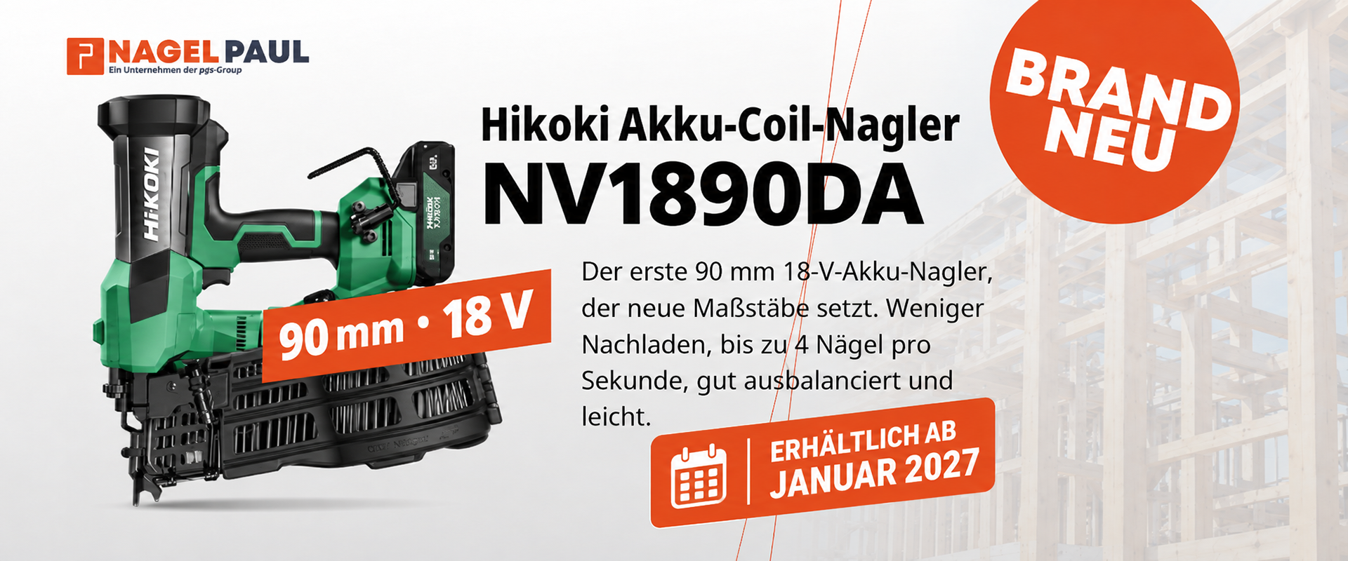 HiKOKI Akku-Coil-Nagler NV1890DA