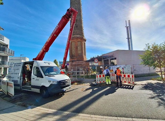 Building survey of industrial chimney, Hattersheim