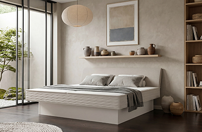 Freistehendes Wasserbett mit Kopfteil