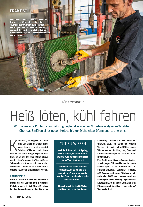 Kühlerreparatur