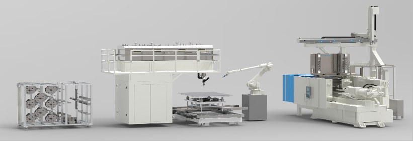 Zelllayout: Creel, Preforming, Robot Transfer, Molding