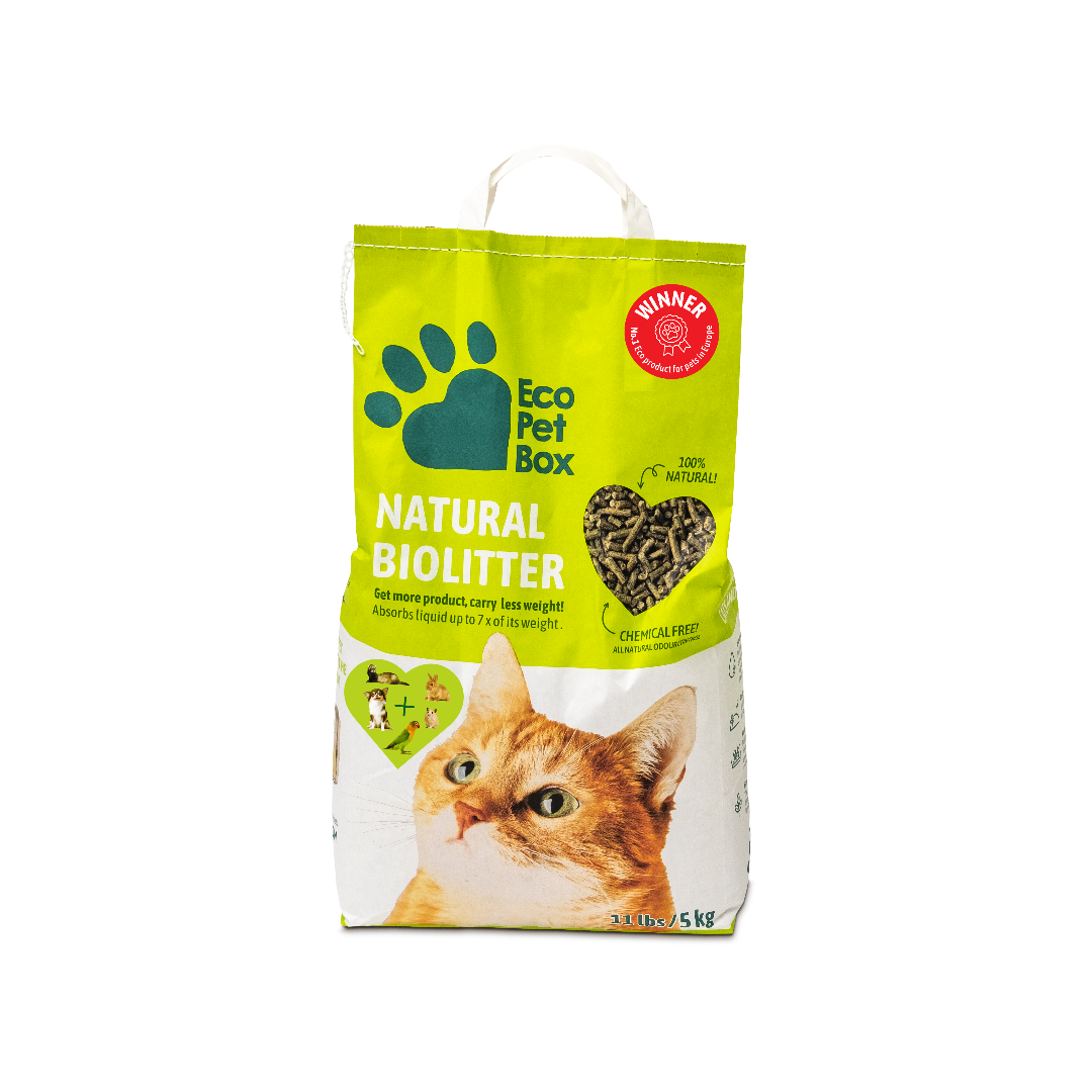 Natural wood & hay cat litter, 5 kg