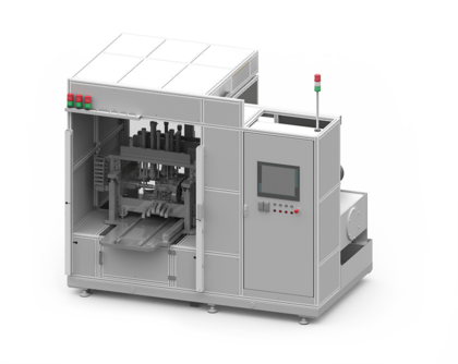 Base machine with test fixture (leak testing system)