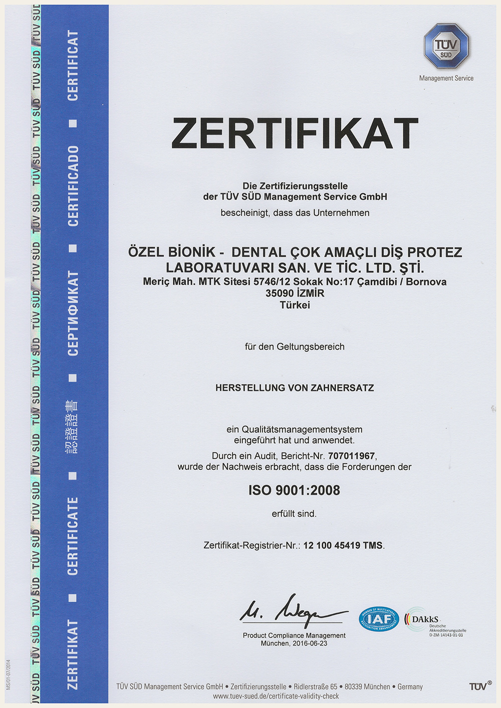 TÜV SÜD Zertifizierung