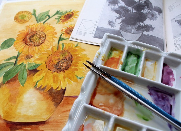 Sunflowers in focus