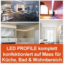 LED-Profile, komplett konfektioniert für Küche, Bad und Wohnbereich