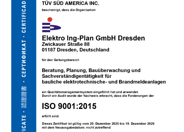 DIN ISO 9001:2015 Zertifikat