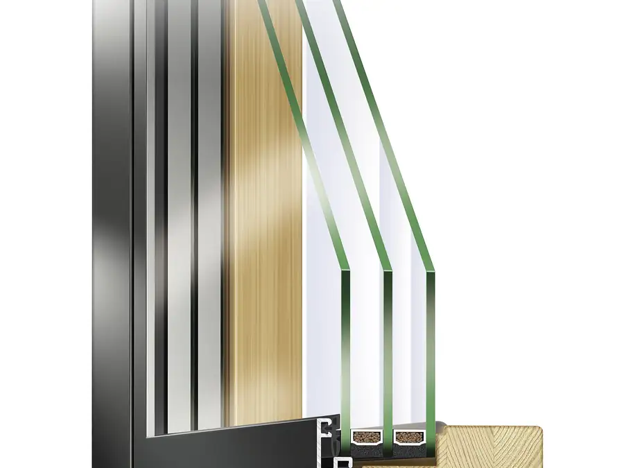 Wood-aluminium window Ideal Plano, flush-mounted