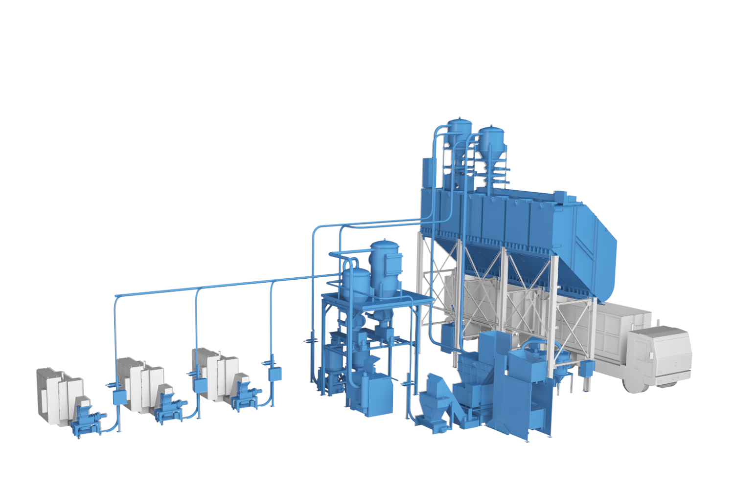 Linien-Anlage mit Silo und LKW-Entleerung