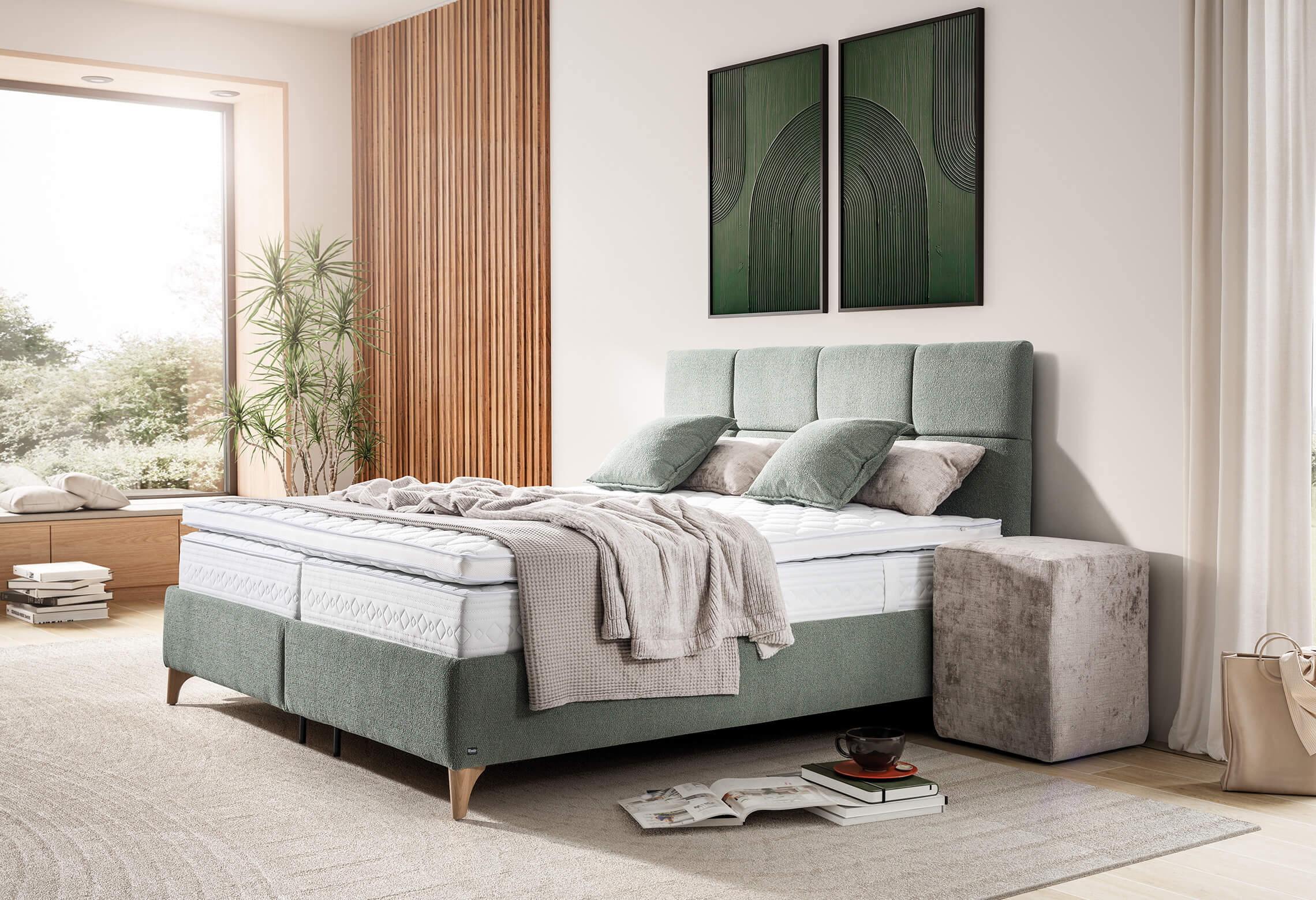 King Boxspringbett mit Matratze und Topper