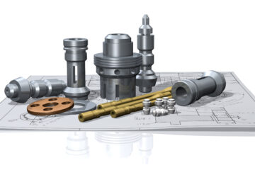 Konstruktionszeichnung mechanischer Komponenten