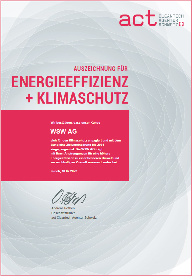 Auszeichnung Energieeffizienz und Klimaschutz (act)
