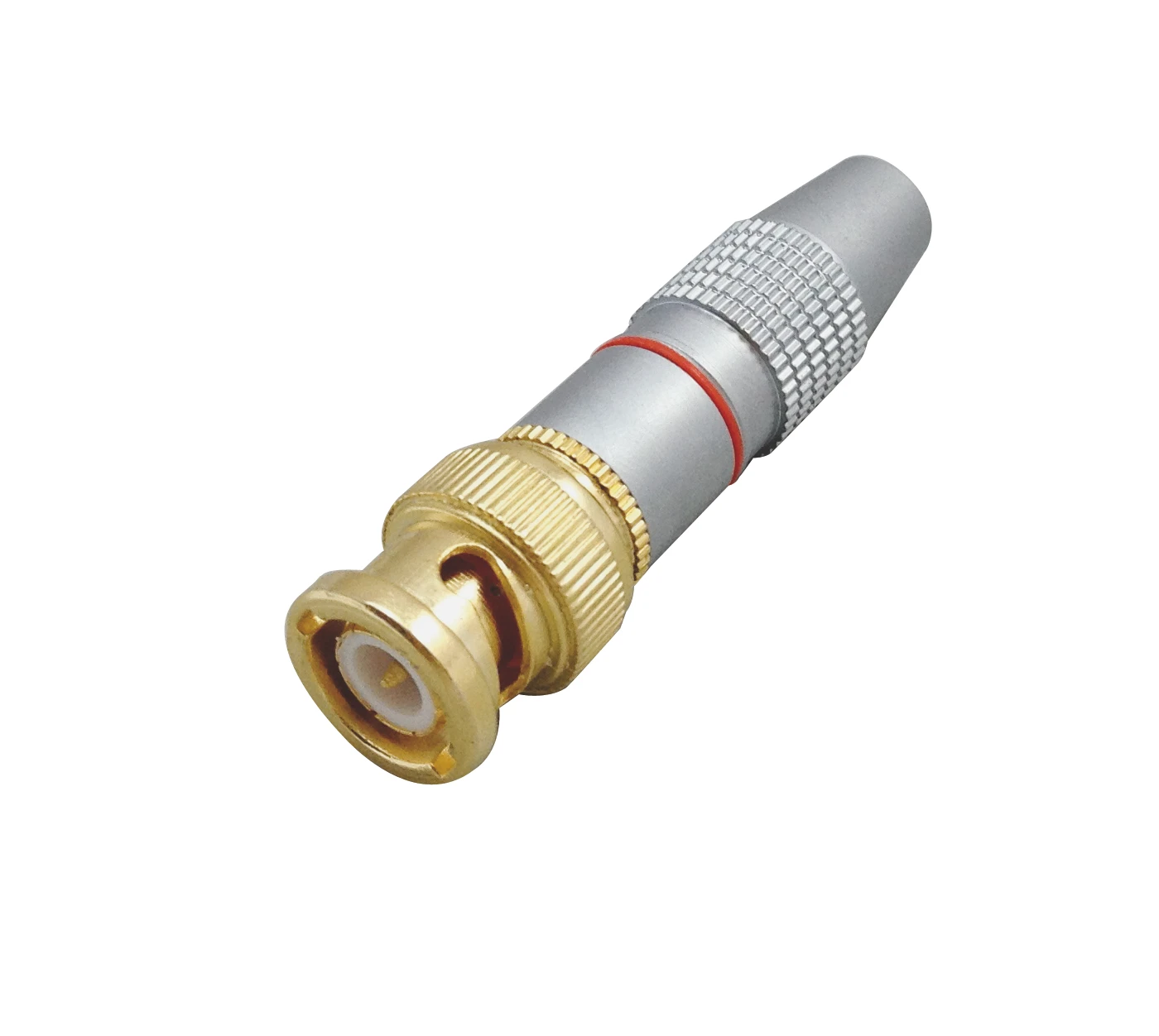 BNC-Stecker, Lötausführung, rote Kennung