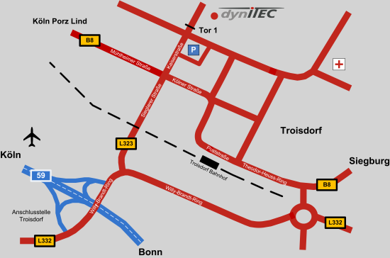 Anfahrt Standort Troisdorf