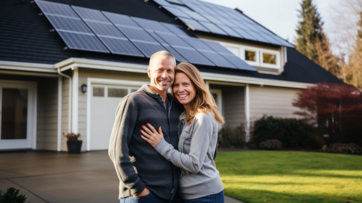 Einfamilienhaus mit installierter Photovoltaikanlage