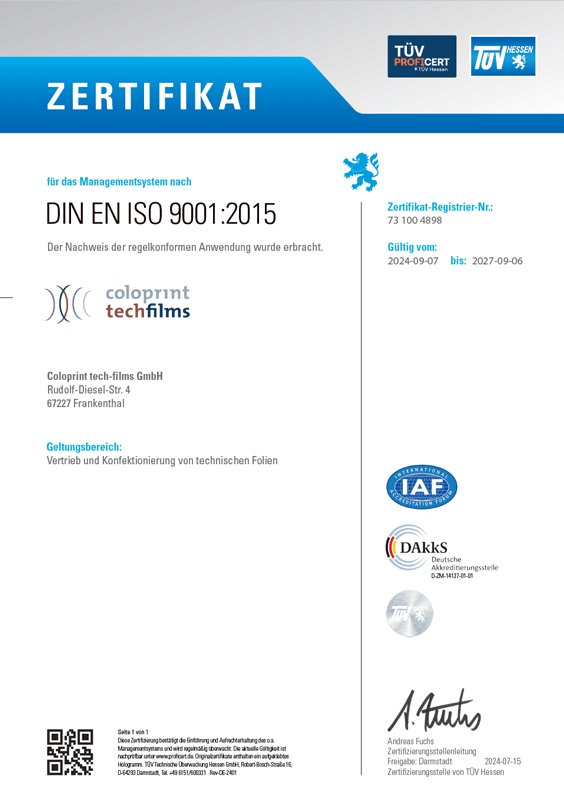 ISO 9001:2015 Zertifikat