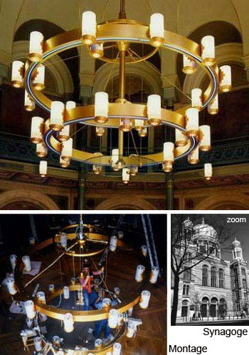 Übergroße Lichtanlage Synagoge Berlin