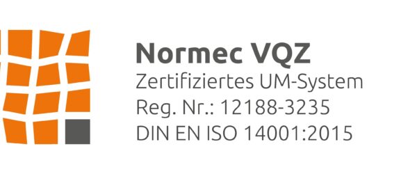 Zertifikat ISO 14001:2015 (Normec VQZ)
