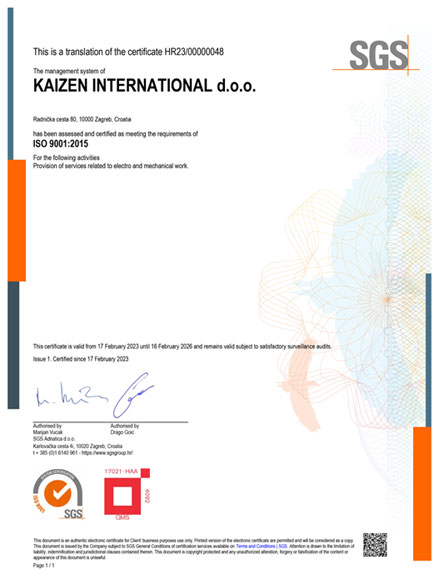 SGS-Zertifikat ISO 9001