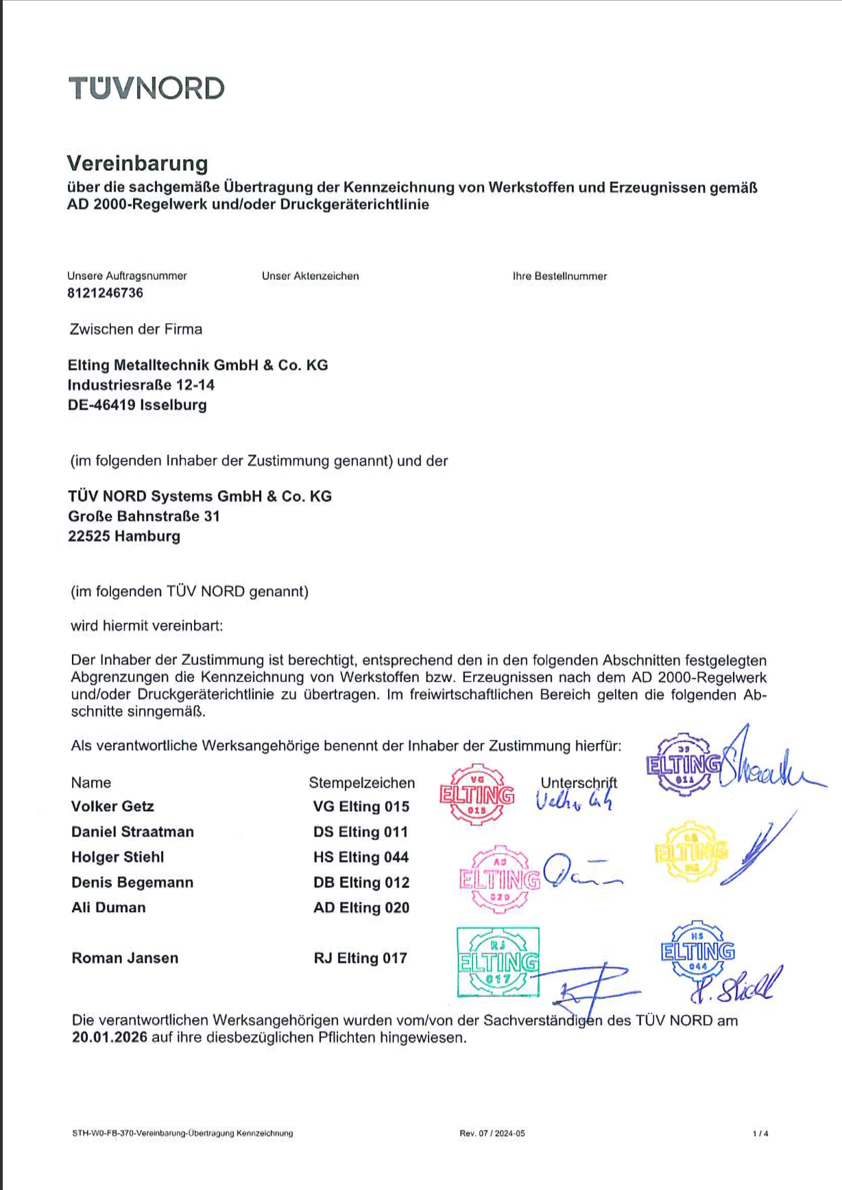 Umstempelungsvereinbarung AD 2000