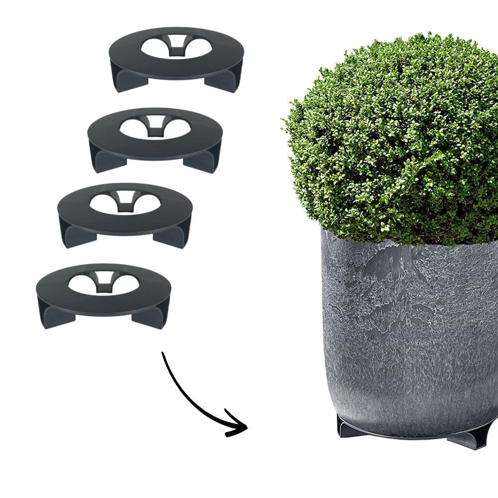 4er Set Blumentopf-Untersetzer, Anthrazit, 16 cm