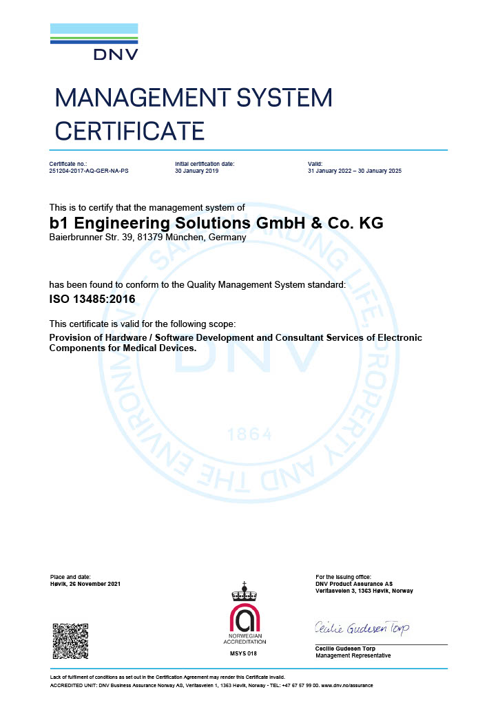 ISO 13485:2016 Zertifikat