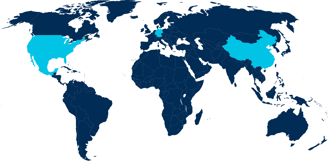 World map showing the Pematech locations