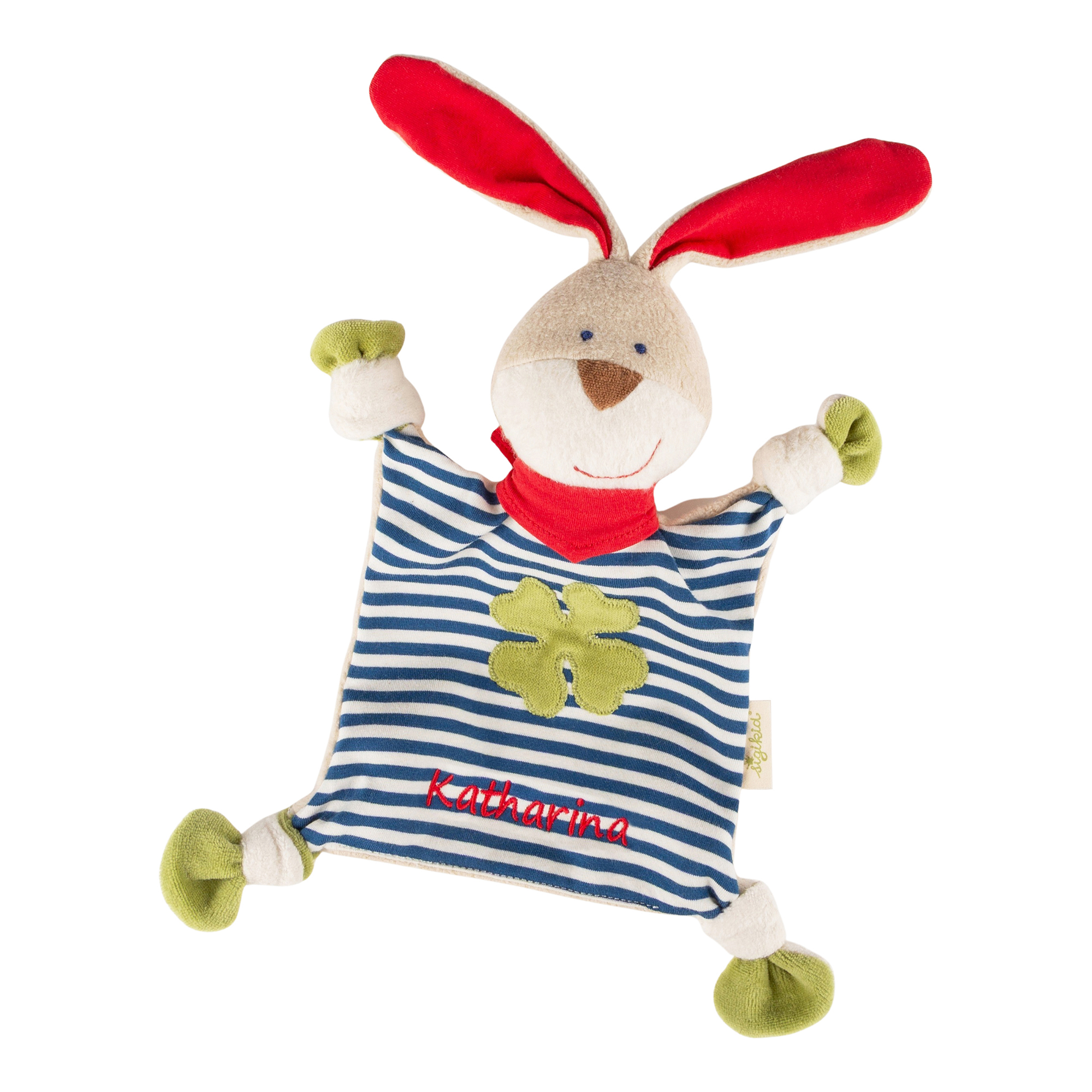 Baby Bio Schnuffeltuch Hase mit Name, Green