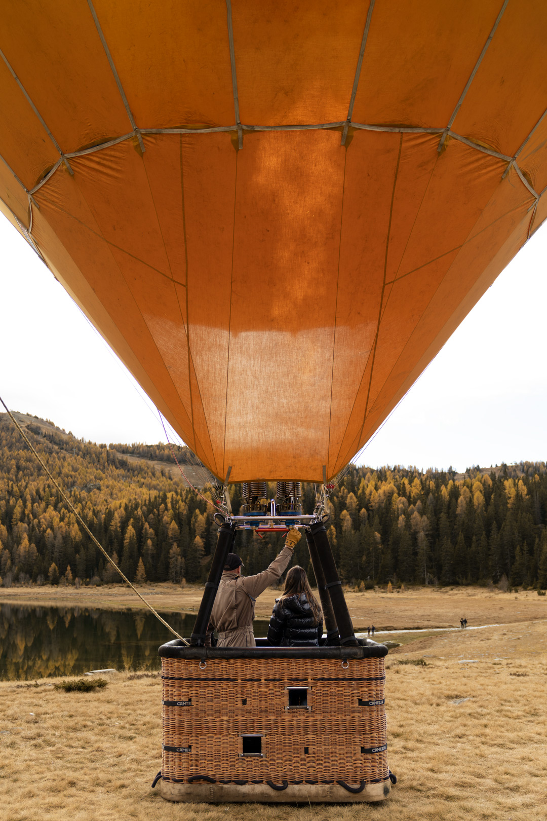 Hot air balloon in flight