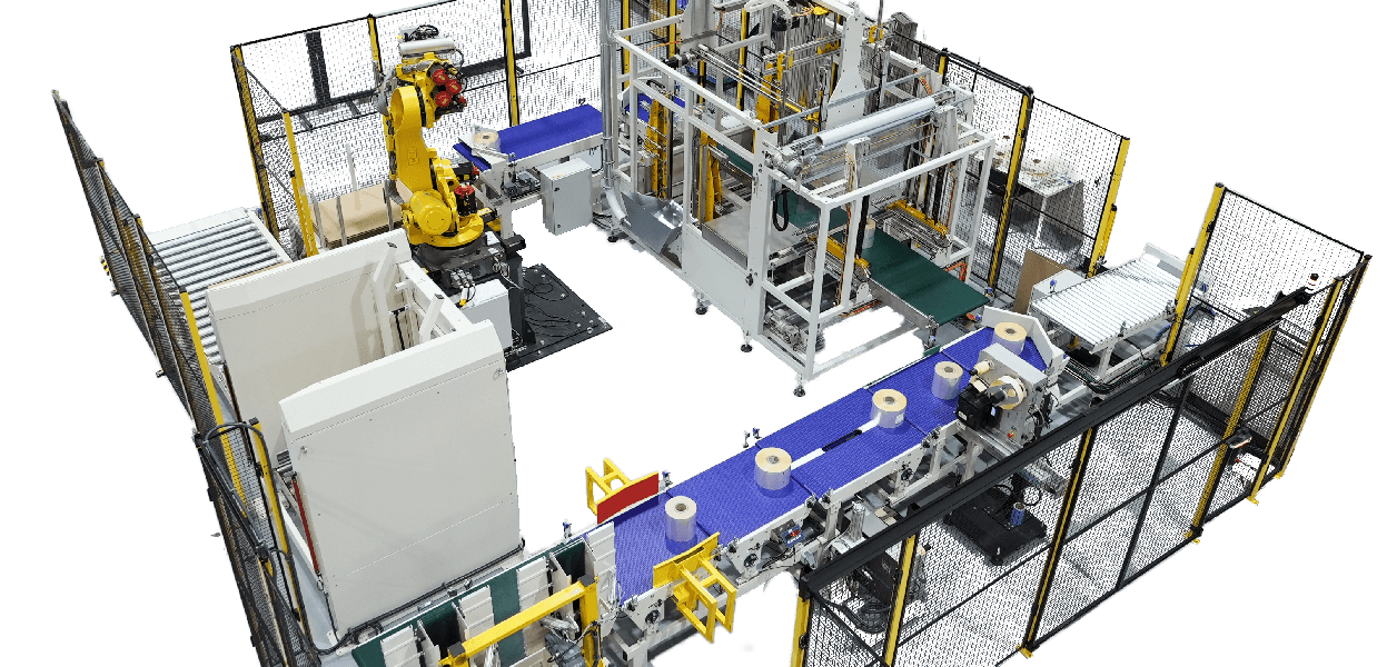 Rollenschneidanlage mit Roboterautomatisierung