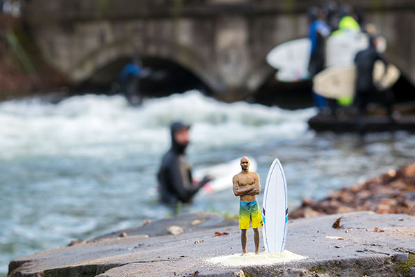 3D-Szene mit Surfbrett