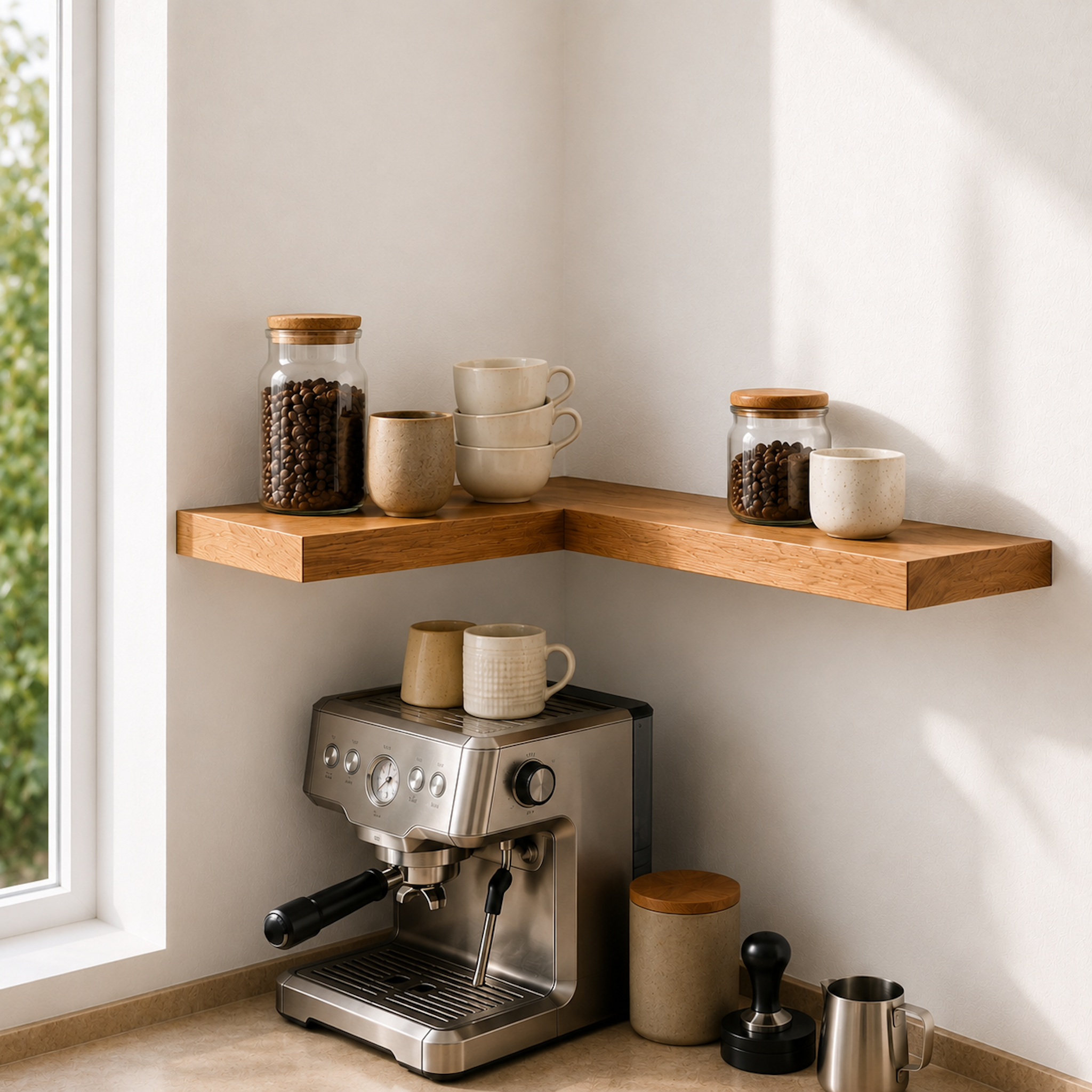 Schwebendes Eckregal Eiche furniert