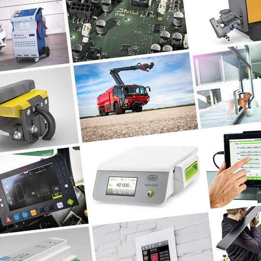 Technologie- und Produktcollage Embedded Hardware/Software