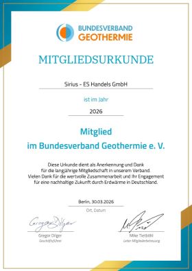 Mitgliedsurkunde Bundesverband Geothermie 2025