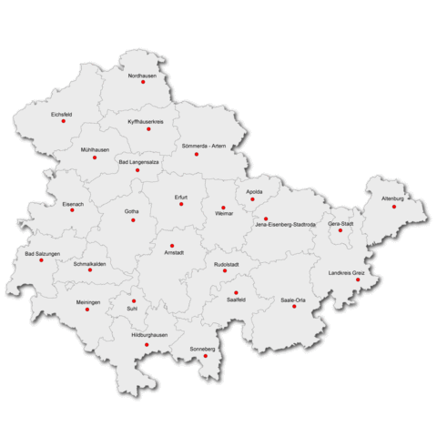 Karte der Kreisverbände in Thüringen