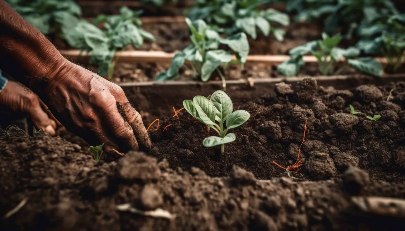 Farmarbeit im Gewächshaus mit B10 Biochar