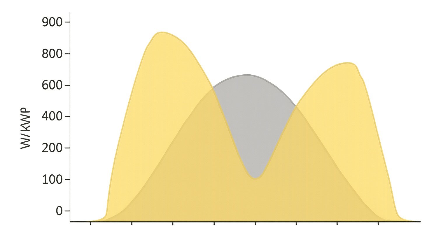 Vergleich der Tagesproduktionskurven Ost-West