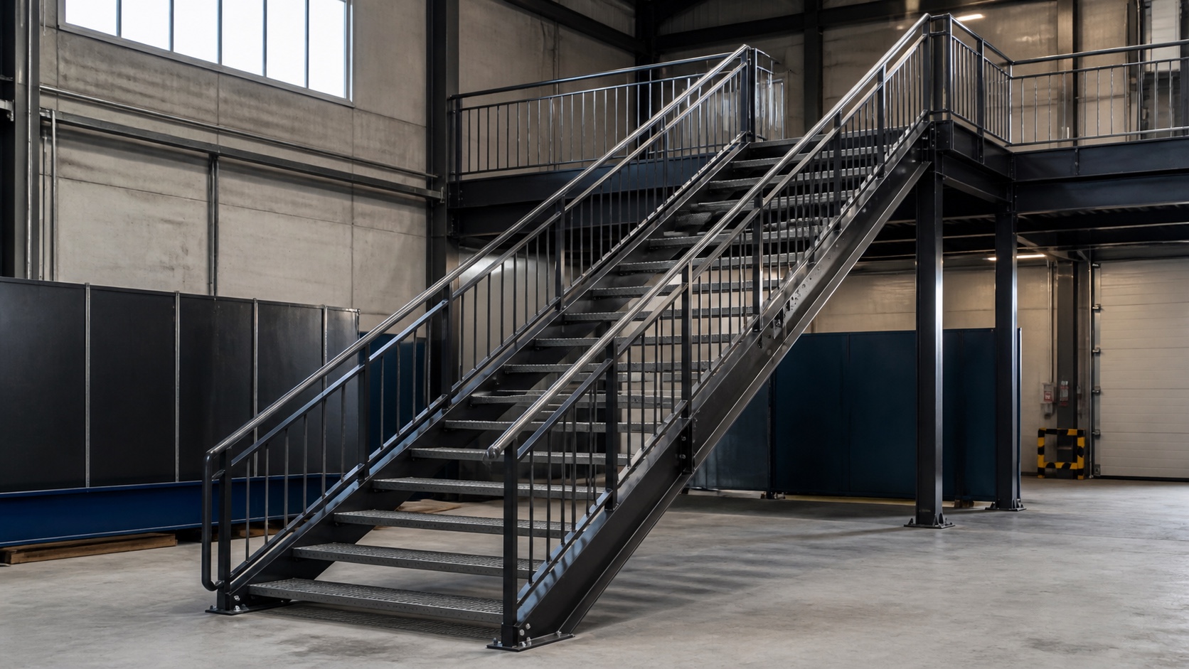 Treppen, Geländer, Hallen, Tore und Stahlkonstruktionen