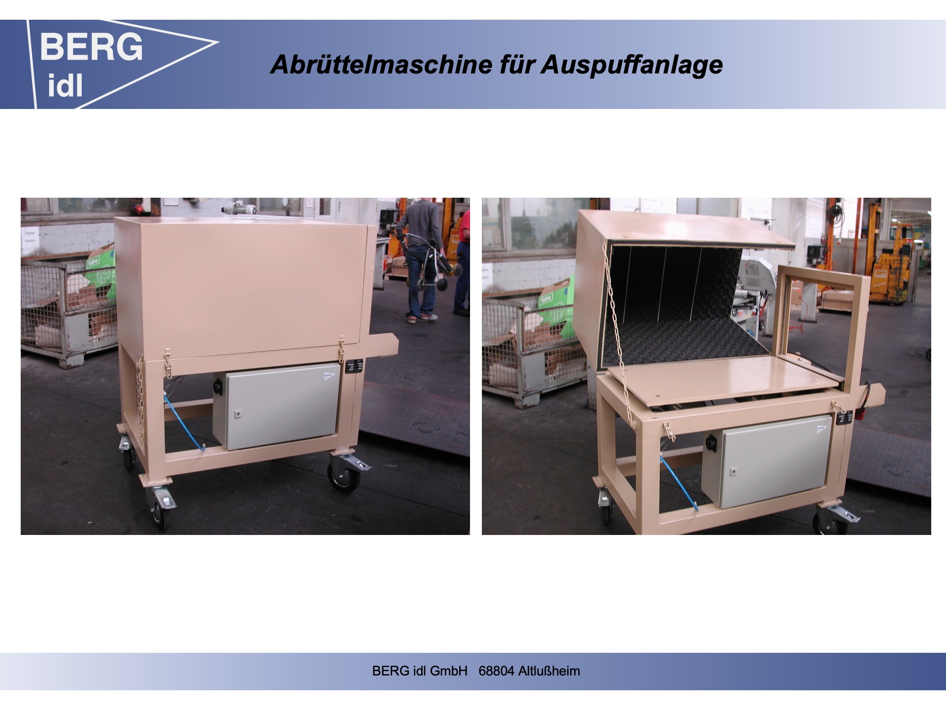 Abrüttelmaschine für Auspuffanlage