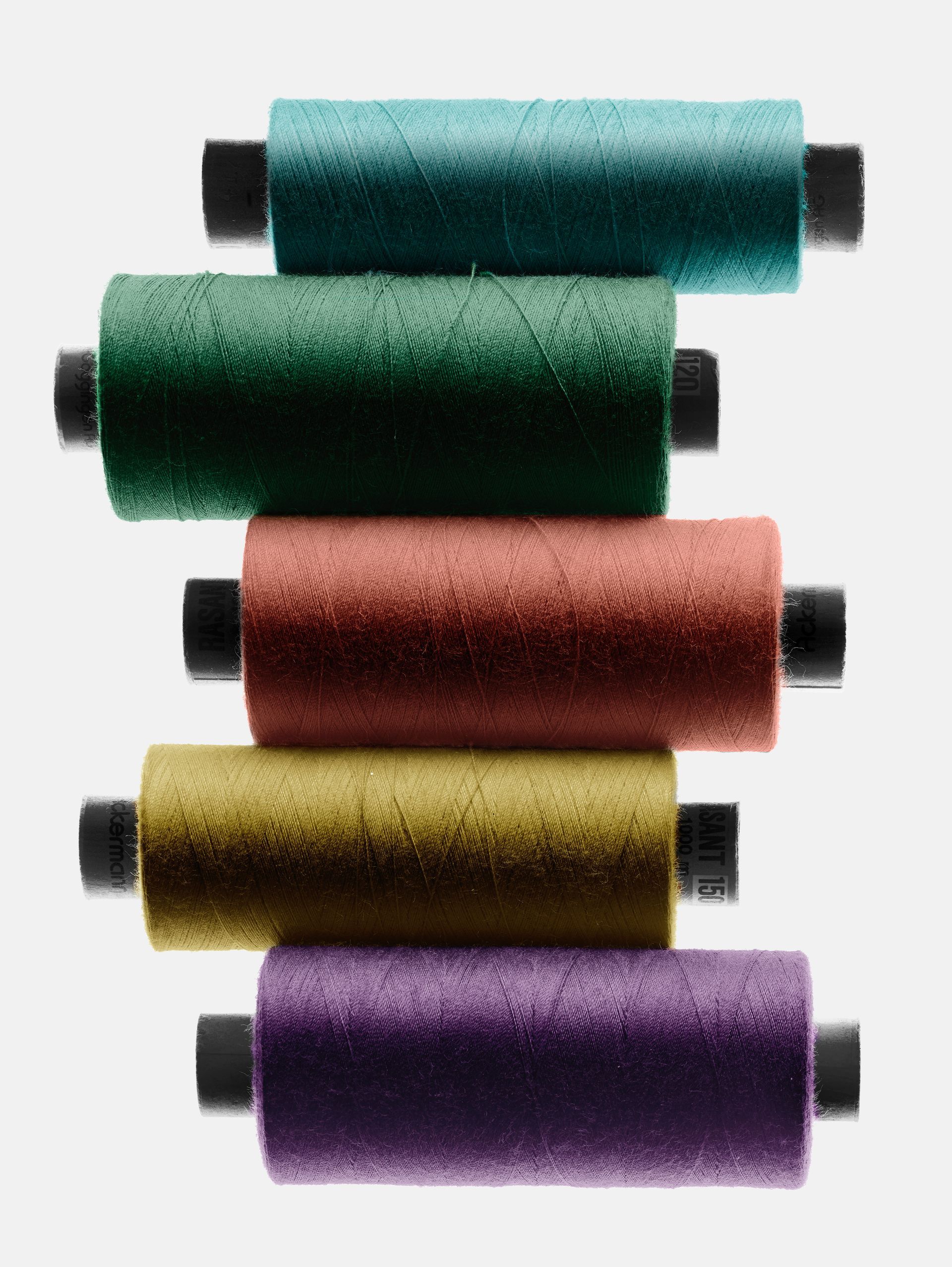 Spools of thread in the storage room