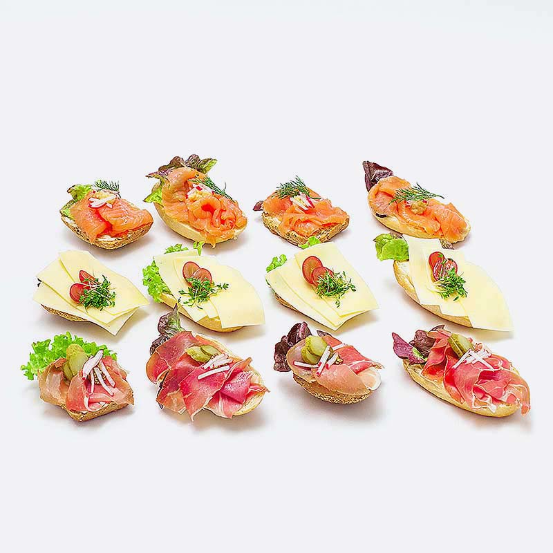 Platter of 12 assorted filled half rolls, variant 2
