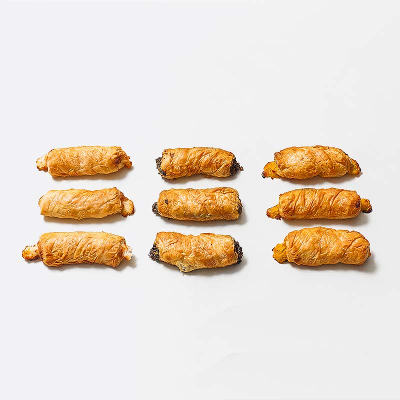Platter of assorted mini börek, 9 pieces