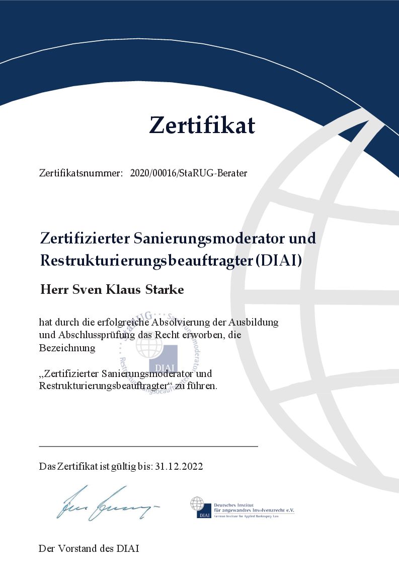 Zertifikat Sanierungsmoderator