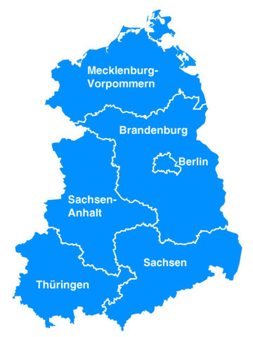Vertretungsgebiete in Ostdeutschland