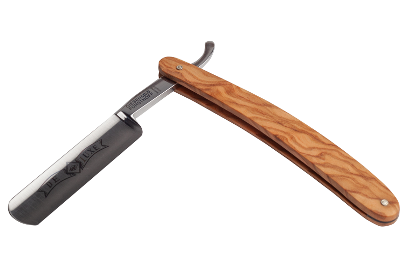 Rasiermesser #370, Ätzung 'Deluxe', Olivenholz-Griffschalen